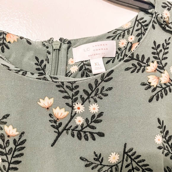 LC Lauren Conrad floral green midi maternity dress - Picture 3 of 4